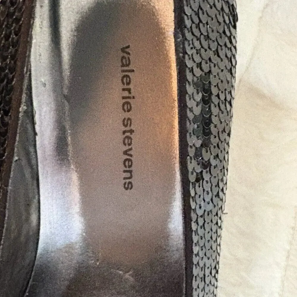 Valerie Stevens Shoes Heels Black Sequins Size 6.5 Women's Ombre